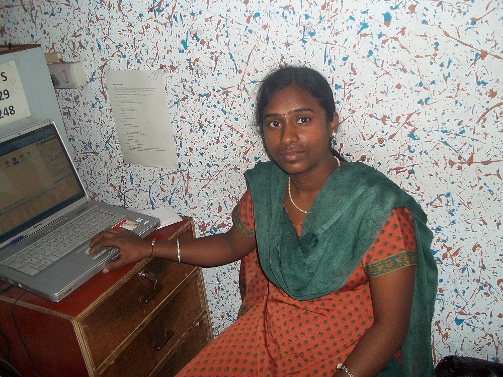 Sumitra at internet cafe