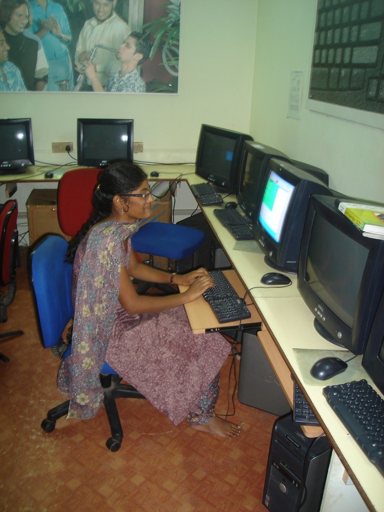 Vijaya practicing tally at the center